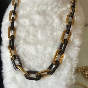 Gold and Black Link Chain Necklace - Women Jewelry